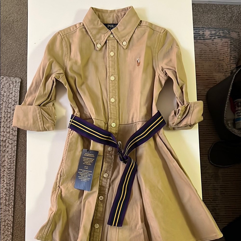 Polo by Ralph Lauren Tan Casual Shirtdress with Collar